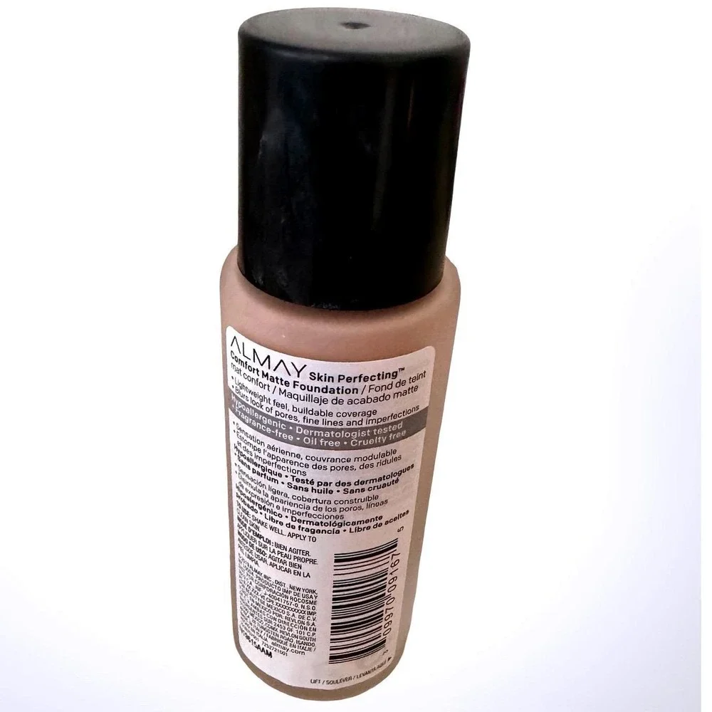 Almay Skin Perfecting Comfort Matte Foundation 100 Cool Ivory 1oz Oil Free New